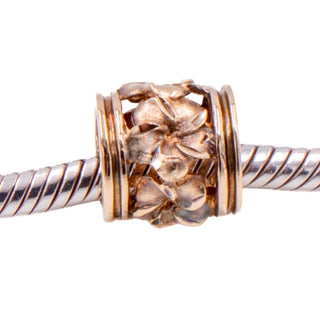 14K Rose Gold Hawaiian Diamond Cut Plumeria Flower Barrel Slide Pendant Charm