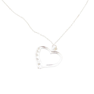 Sterling Silver Open Heart Cubic Zirconia Pendant Necklace With 18 Inch Chain