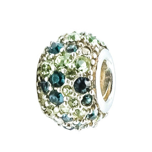Chamilia Jeweled Kaleidoscope Blue Green Swarovski Sterling Silver Charm Bead