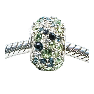 Chamilia Jeweled Kaleidoscope Blue Green Swarovski Sterling Silver Charm Bead