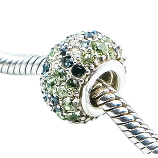 Chamilia Jeweled Kaleidoscope Blue Green Swarovski Sterling Silver Charm Bead