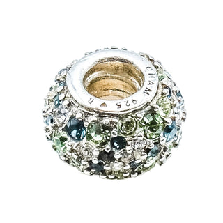 Chamilia Jeweled Kaleidoscope Blue Green Swarovski Sterling Silver Charm Bead