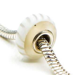 CHAMILIA White Stripes Murano Glass Charm With Sterling Silver Core