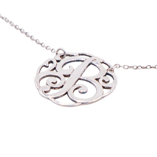 Lord & Taylor Sterling Silver Letter B Monogram Initial 18 Inch Pendant Necklace