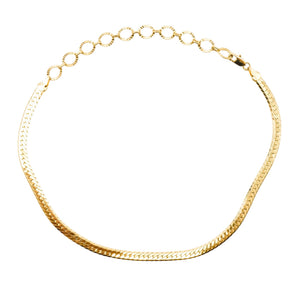 Sicily 18K Gold Overlay Herringbone Choker Necklace Child Size Adjustable