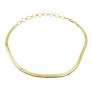 Sicily 18K Gold Overlay Herringbone Choker Necklace Child Size Adjustable