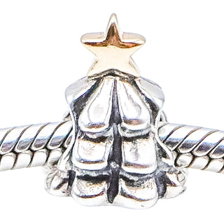 Pandora Christmas Tree Sterling Silver Charm With 14K Gold Star – Retired