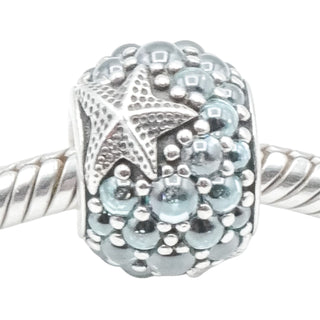 Pandora Oceanic Starfish Sterling Silver Charm Retired Frosty Mint CZ