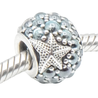 Pandora Oceanic Starfish Sterling Silver Charm Retired Frosty Mint CZ