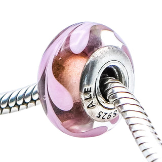 Pandora Purple And Pink Swirl Murano Glass Sterling Silver Charm