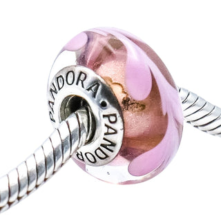 Pandora Purple And Pink Swirl Murano Glass Sterling Silver Charm
