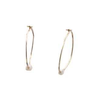 10K Gold Filled White Baroque Pearl 1 Inch Hoop Earrings