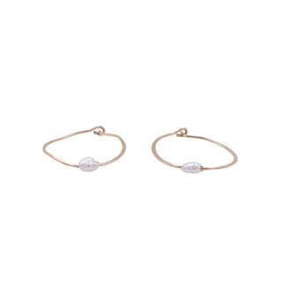 10K Gold Filled White Baroque Pearl 1 Inch Hoop Earrings