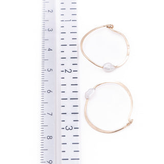 10K Gold Filled White Baroque Pearl 1 Inch Hoop Earrings