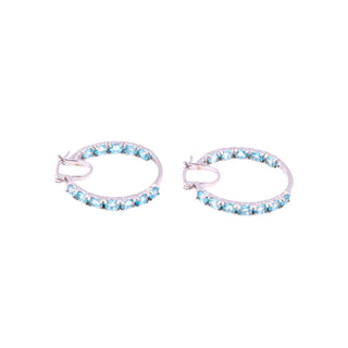 Sterling Silver 1.25 Inch Blue Apatite Inside Out Hoop Earrings