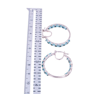Sterling Silver 1.25 Inch Blue Apatite Inside Out Hoop Earrings