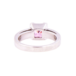 Pink Princess Cut Cubic Zirconia Sterling Silver Solitaire Ring Size 6