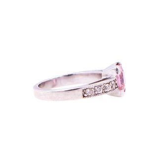 Pink Princess Cut Cubic Zirconia Sterling Silver Solitaire Ring Size 6