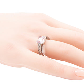 Pink Princess Cut Cubic Zirconia Sterling Silver Solitaire Ring Size 6