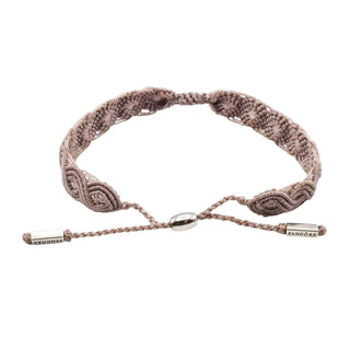 Pandora Retired Light Purple Macramé Bracelet with Sterling Silver – Size Small