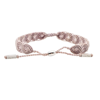Pandora Retired Light Purple Macramé Bracelet with Sterling Silver – Size Small