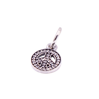Pandora Retired Symbol of Peace Sterling Silver Clear CZ Dangle Charm