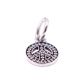 Pandora Retired Symbol of Peace Sterling Silver Clear CZ Dangle Charm