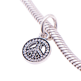 Pandora Retired Symbol of Peace Sterling Silver Clear CZ Dangle Charm