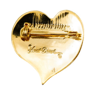 Vintage 1980s Laurel Burch Anthurium Flower Heart Cloisonné Brooch