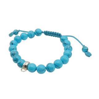 Thomas Sabo Imitation Turquoise Beaded Charm Carrier Bracelet With Adjustable Cord 5.9 Inches