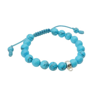 Thomas Sabo Imitation Turquoise Beaded Charm Carrier Bracelet With Adjustable Cord 5.9 Inches