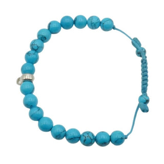 Thomas Sabo Imitation Turquoise Beaded Charm Carrier Bracelet With Adjustable Cord 5.9 Inches