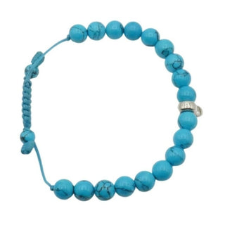 Thomas Sabo Imitation Turquoise Beaded Charm Carrier Bracelet With Adjustable Cord 5.9 Inches