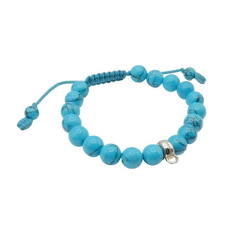 Thomas Sabo Imitation Turquoise Beaded Charm Carrier Bracelet With Adjustable Cord 5.9 Inches
