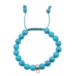 Thomas Sabo Imitation Turquoise Beaded Charm Carrier Bracelet With Adjustable Cord 5.9 Inches
