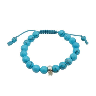 Thomas Sabo Imitation Turquoise Beaded Charm Carrier Bracelet With Adjustable Cord 5.9 Inches