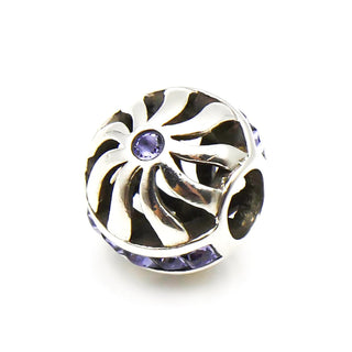 CHAMILIA Sterling Silver Blaze Charm Bead With Tanzanite Blue Swarovski Crystals
