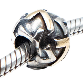 Number 7 Two Tone Sterling Silver Charm Bead