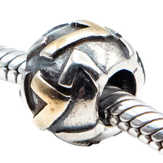 Number 7 Two Tone Sterling Silver Charm Bead
