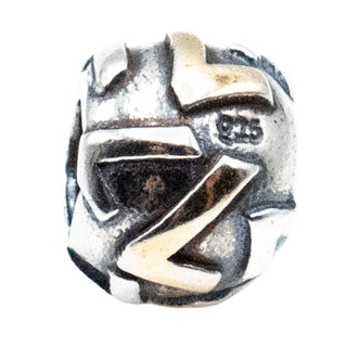 Number 7 Two Tone Sterling Silver Charm Bead