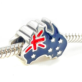 PANDORA Extremely Rare Australia National Sterling Silver Charm With Red, White And Blue Enamel