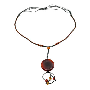 Carnelian Pendant Lotus Design Necklace Adjustable Cord