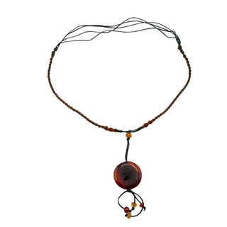 Carnelian Pendant Lotus Design Necklace Adjustable Cord