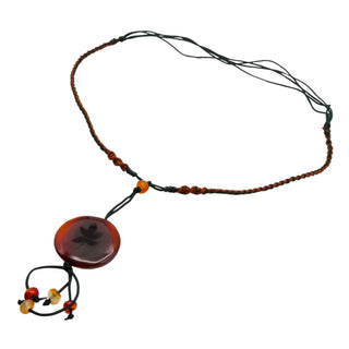 Carnelian Pendant Lotus Design Necklace Adjustable Cord