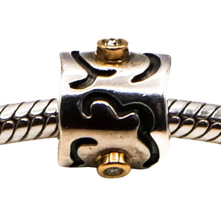 Pandora Very Rare Life's Path Retired Sterling Silver Charm With 14K Gold And Diamonds