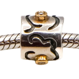 Pandora Very Rare Life's Path Retired Sterling Silver Charm With 14K Gold And Diamonds