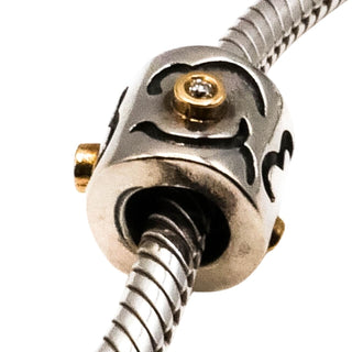 Pandora Very Rare Life's Path Retired Sterling Silver Charm With 14K Gold And Diamonds