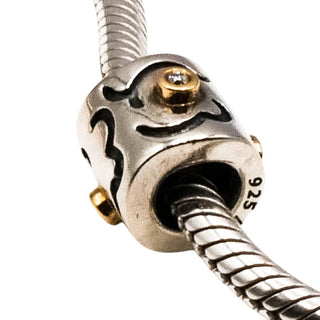 Pandora Very Rare Life's Path Retired Sterling Silver Charm With 14K Gold And Diamonds