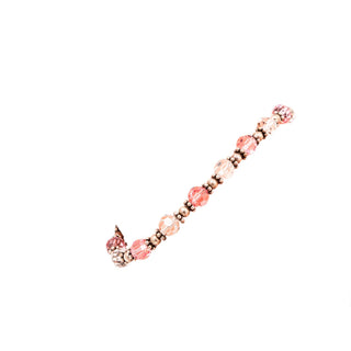 Sterling Silver Breast Cancer Awareness Pink Crystal Beaded Bracelet 7.5 Inch