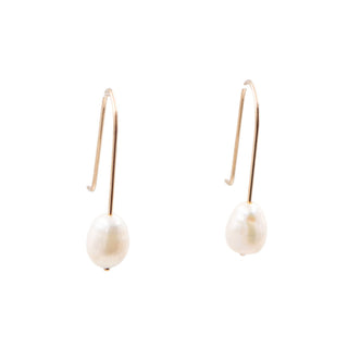 14K Yellow Gold Freshwater Baroque Pearl 0.8 Inch Drop Earrings